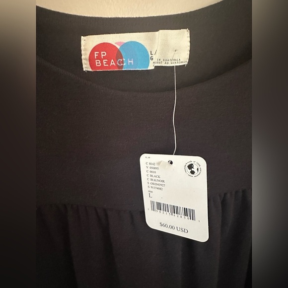 NWT FREE PEOPLE FP Beach Mazarine Mini Dress Large Black - Picture 3 of 7